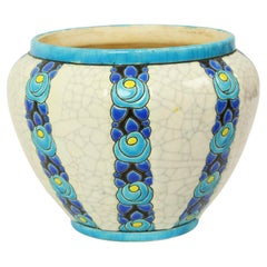 Polychrome Flower Pot Vase Catteau Boch Keramis Art Deco ca. 1922