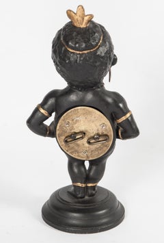 Polychrome French white metal Time piece clock figure