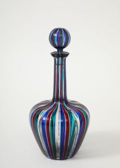 Polychrome glass cane bottle attributed to Gio Ponti for Venini