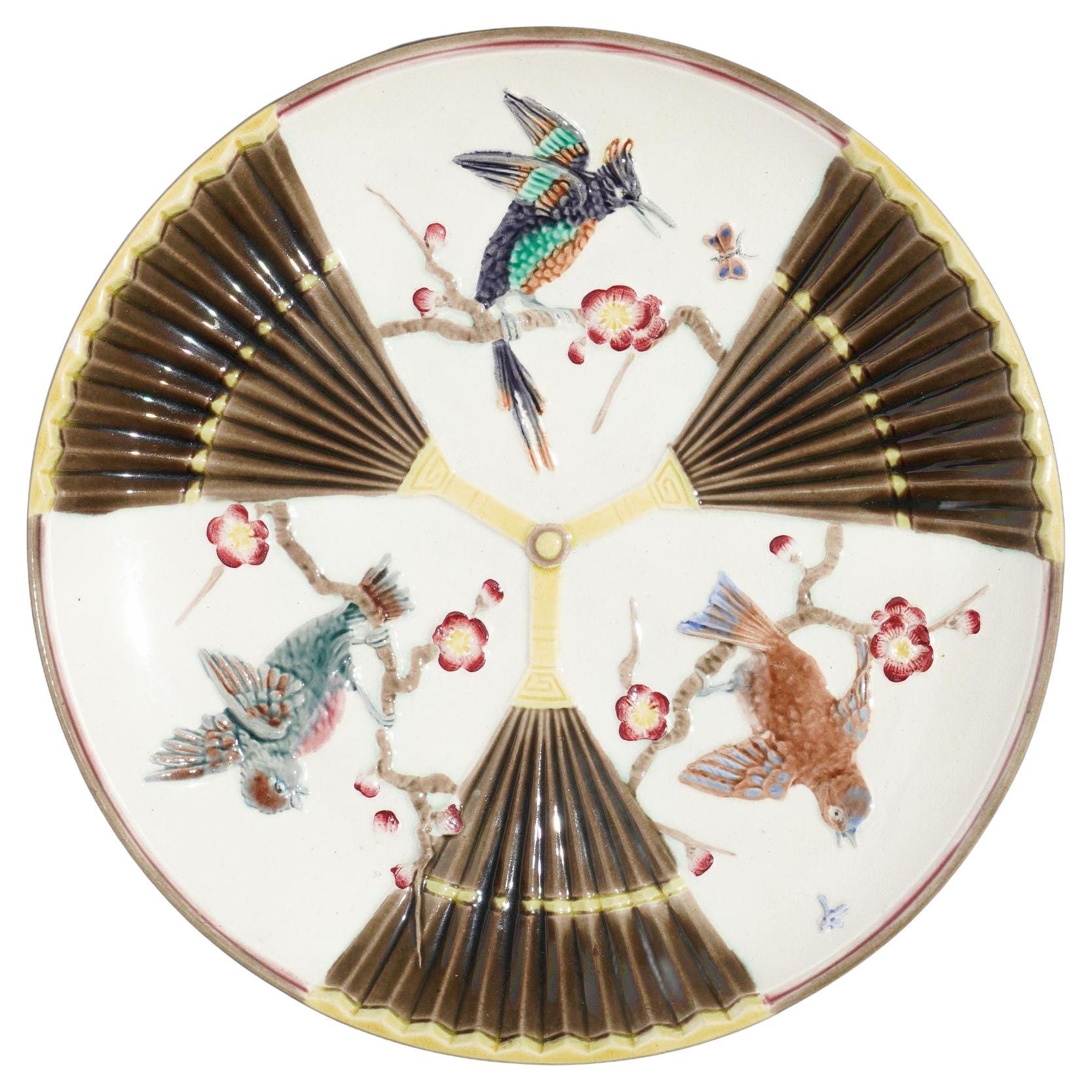 Polychrome glazed Argenta majolica plate by Wedgwood, c. 1884