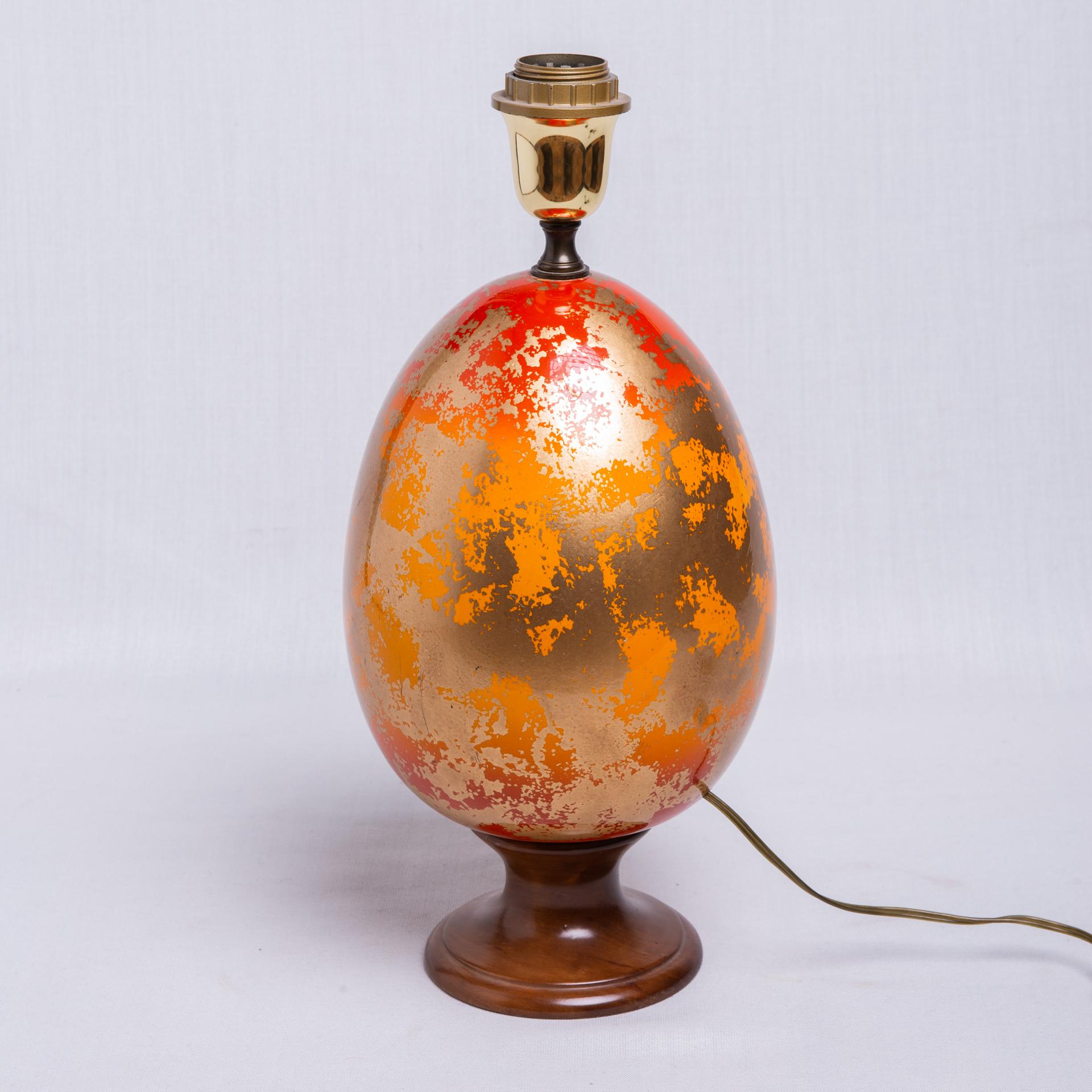 Hand-Painted Polychrome Rubber Golden Table Lamp For Sale