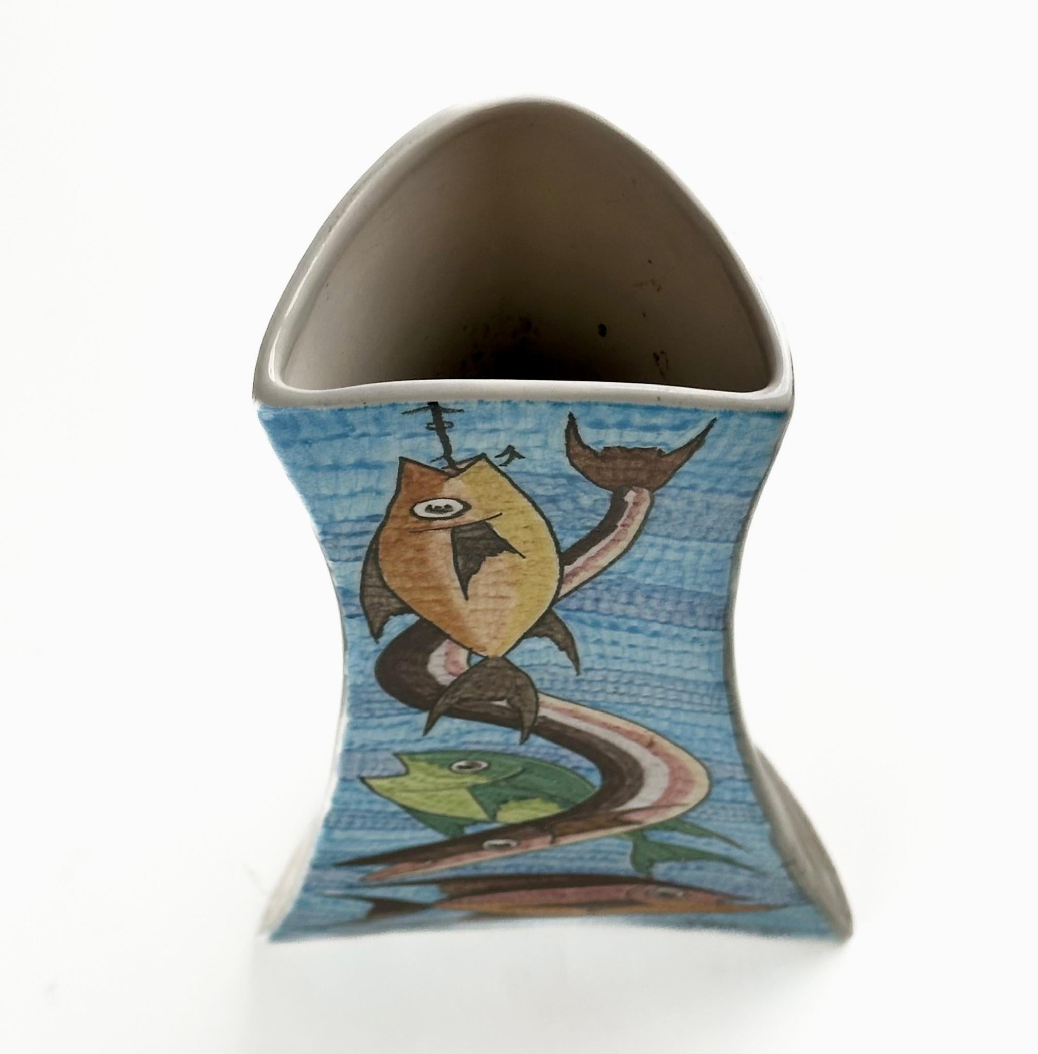 Metà XX secolo Vaso in terracotta con graffiti policromi di Bruno Aldo Fedeli per Cima 1940 in vendita