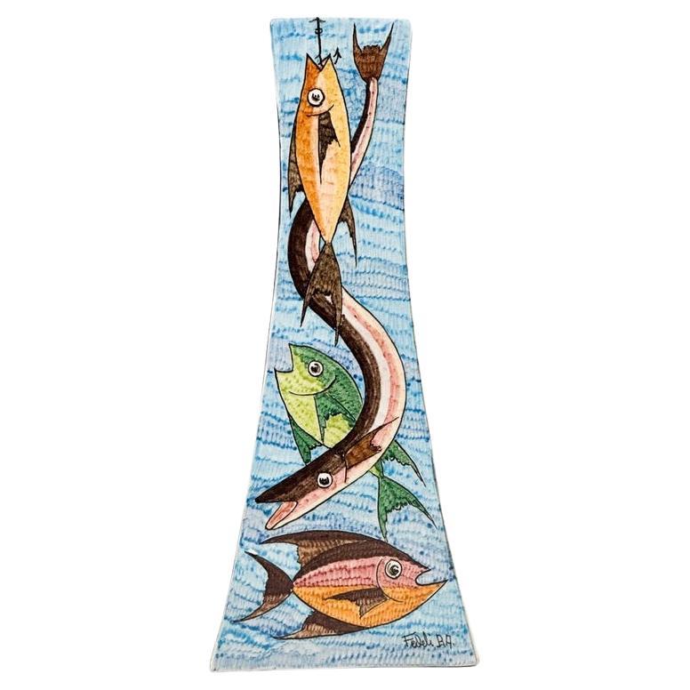 Polychrome Graffiti Earthenware Vase by Bruno Aldo Fedeli for CIMA 1940's