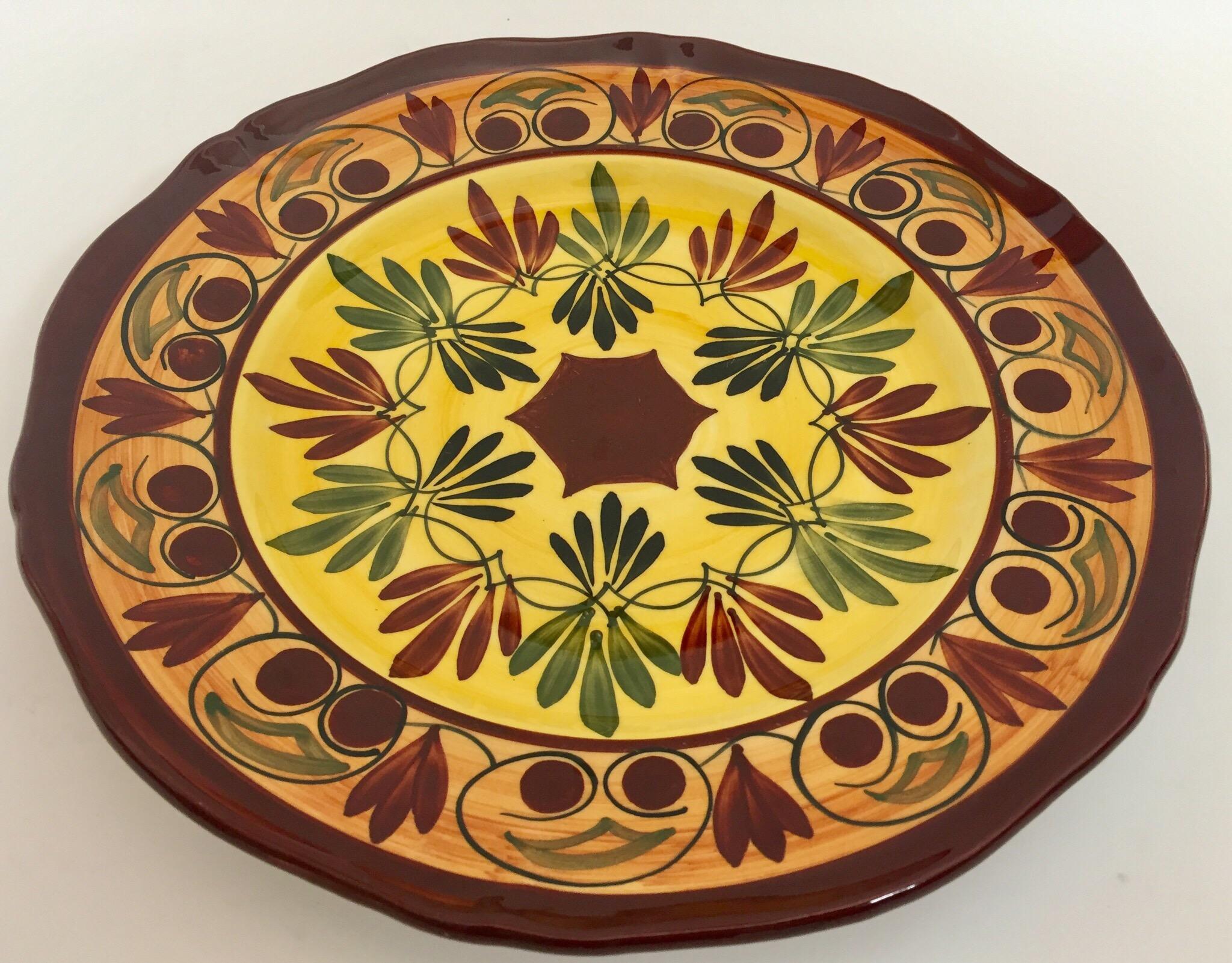 Islamic Polychrome Hand Painted French Ceramic Decorative Plate For Sale
