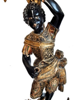 Polychrome Holzfigur Mohrenfigur Blumensäule Renaissance-Stil um 1890