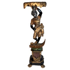 Polychrome Holzfigur Mohrenfigur Blumensäule Renaissance-Stil um 1890