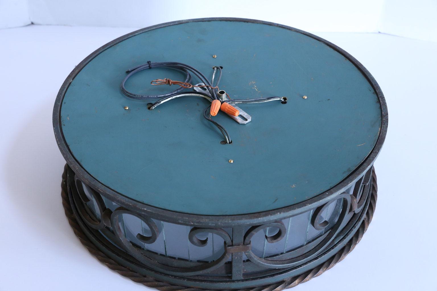 Polychrome Iron French Flush Mount with Original Patina 4