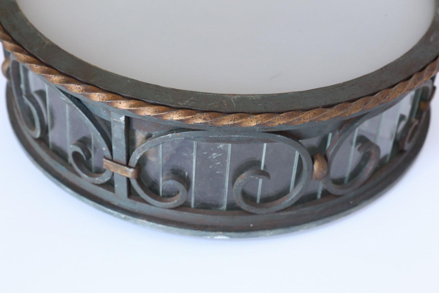 Polychrome Iron French Flush Mount with Original Patina 3