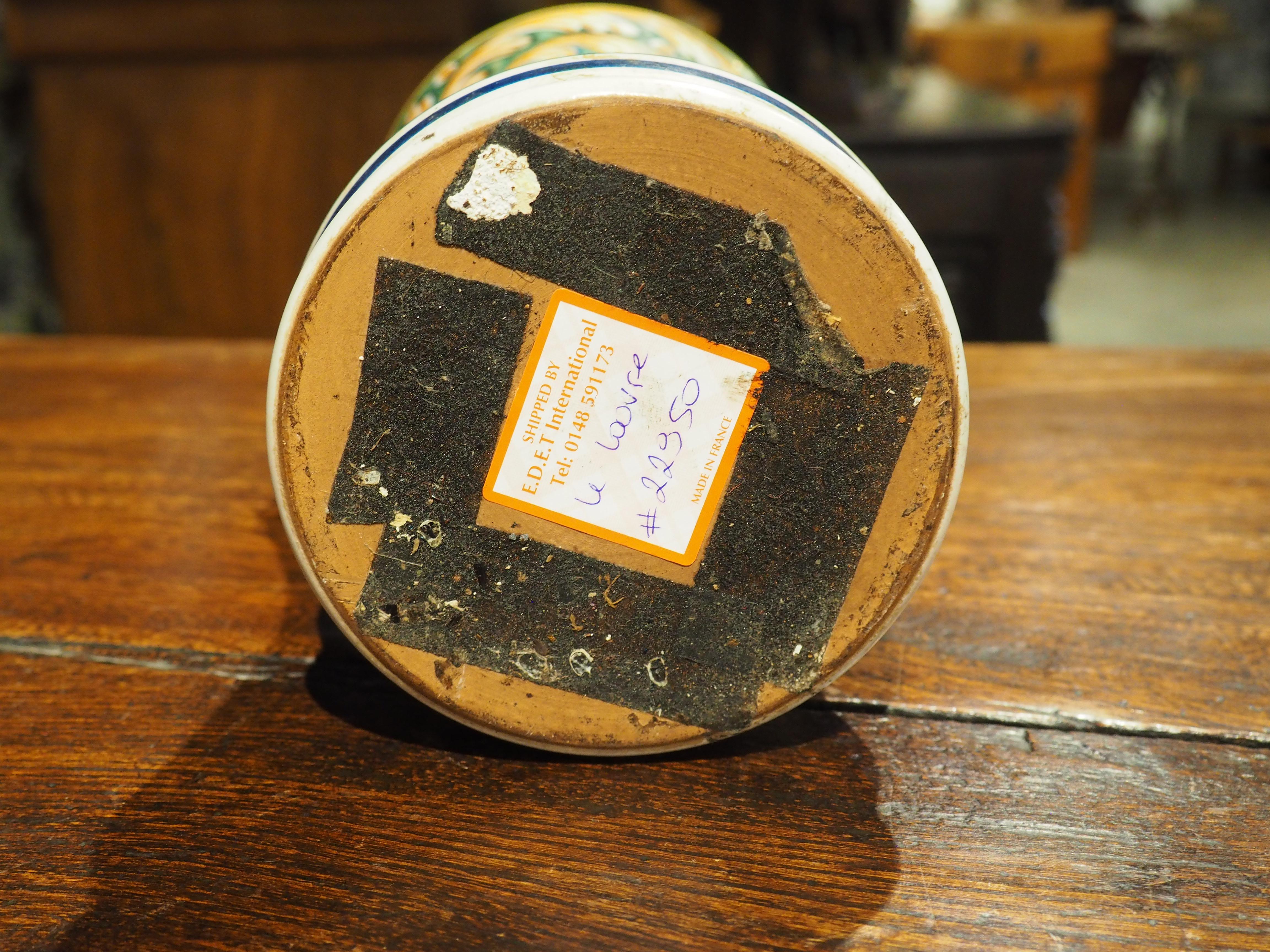 Vaso di Albarello italiano policromo con decorazioni a fogliame, fine XIX secolo in vendita 4