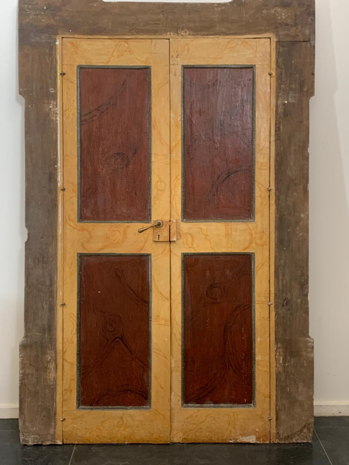 Polychrome Lacquered Portal and Door, 18th Century, Set of 2 For Sale 6