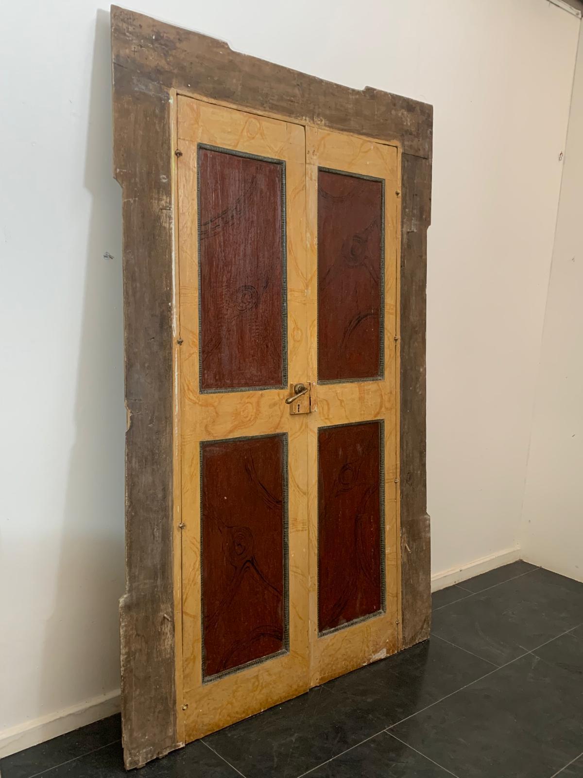 Polychrome Lacquered Portal and Door, 18th Century, Set of 2 For Sale 7