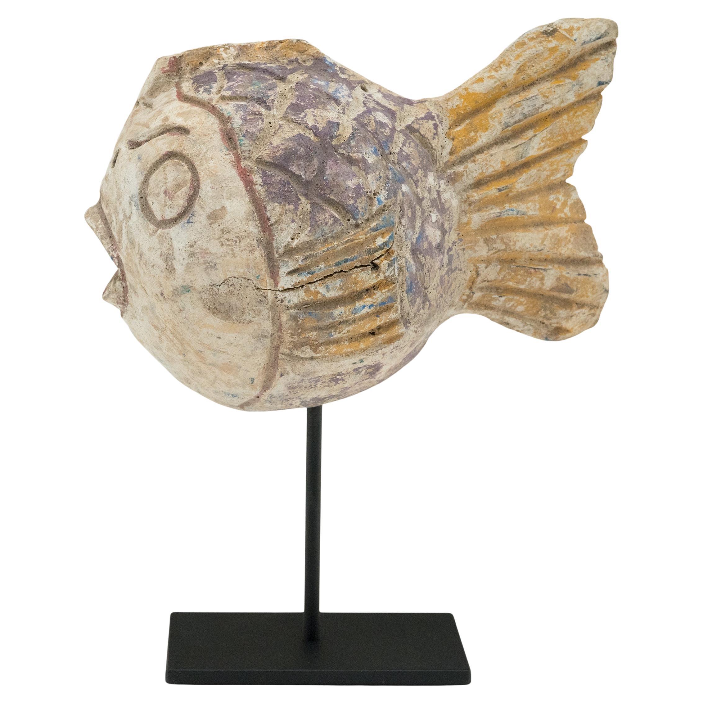Polychrome Lucky Fish Sculpture