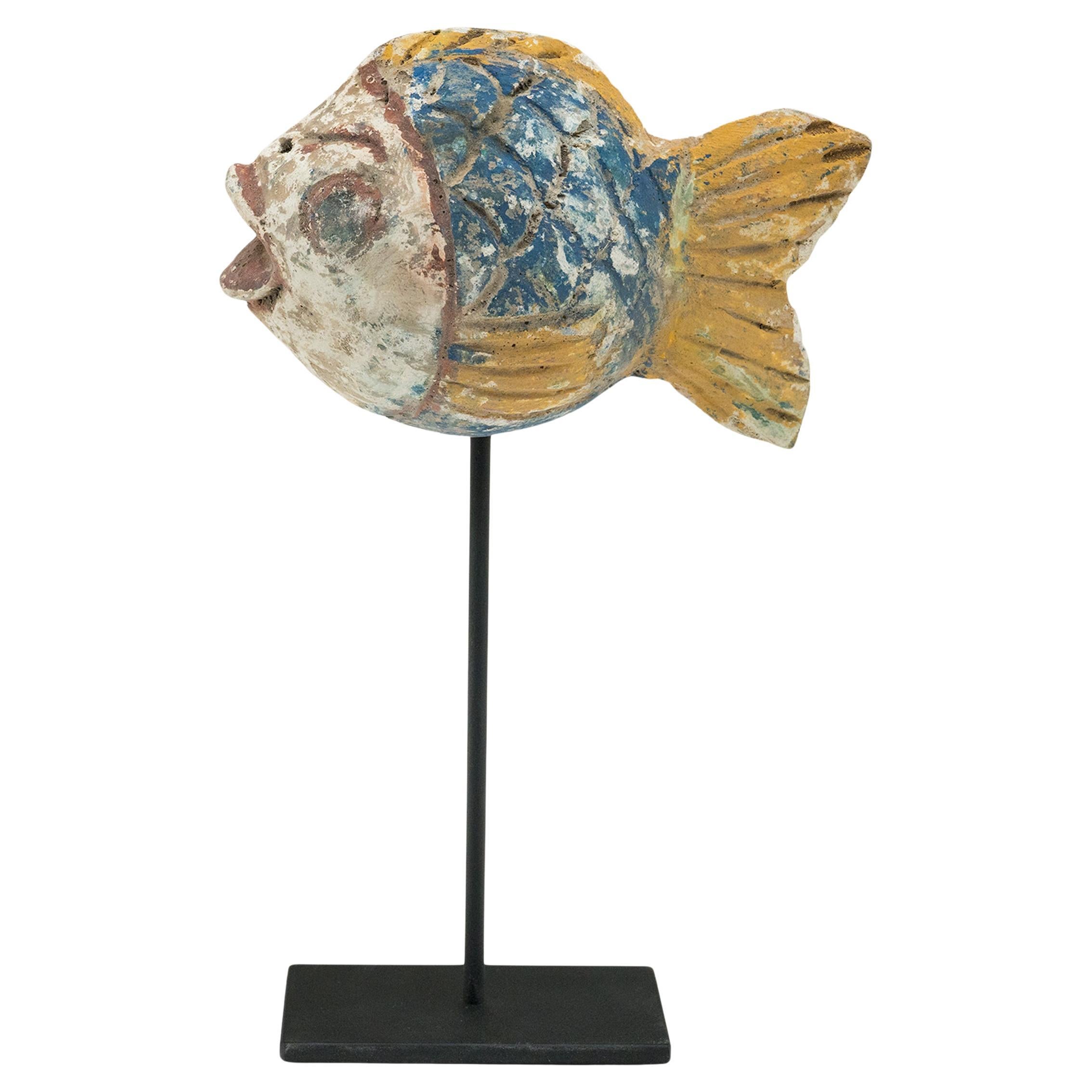 Polychrome Lucky Fish Sculpture For Sale