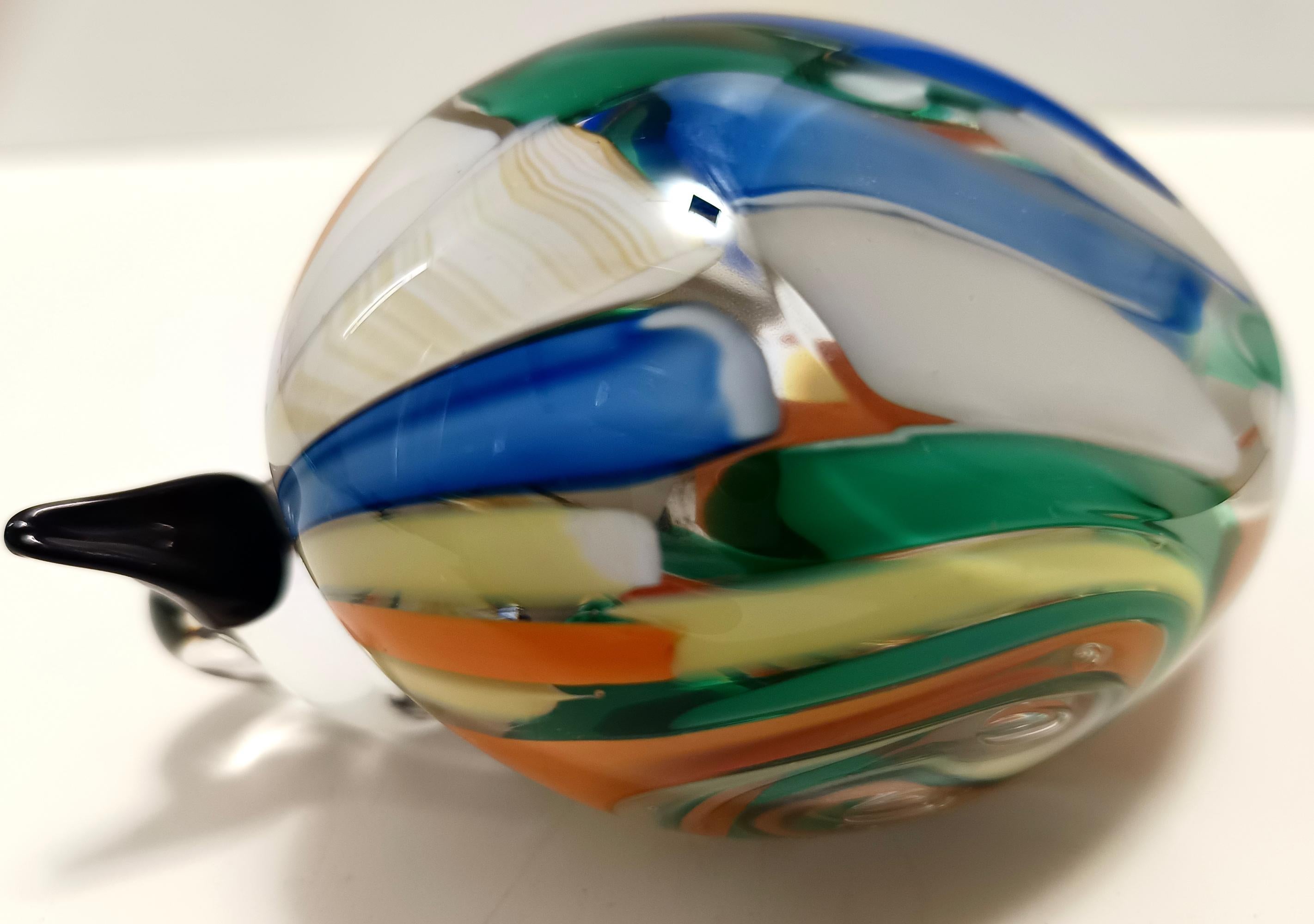 Polychrome Murano Glass Duck, Italy 1980s 4