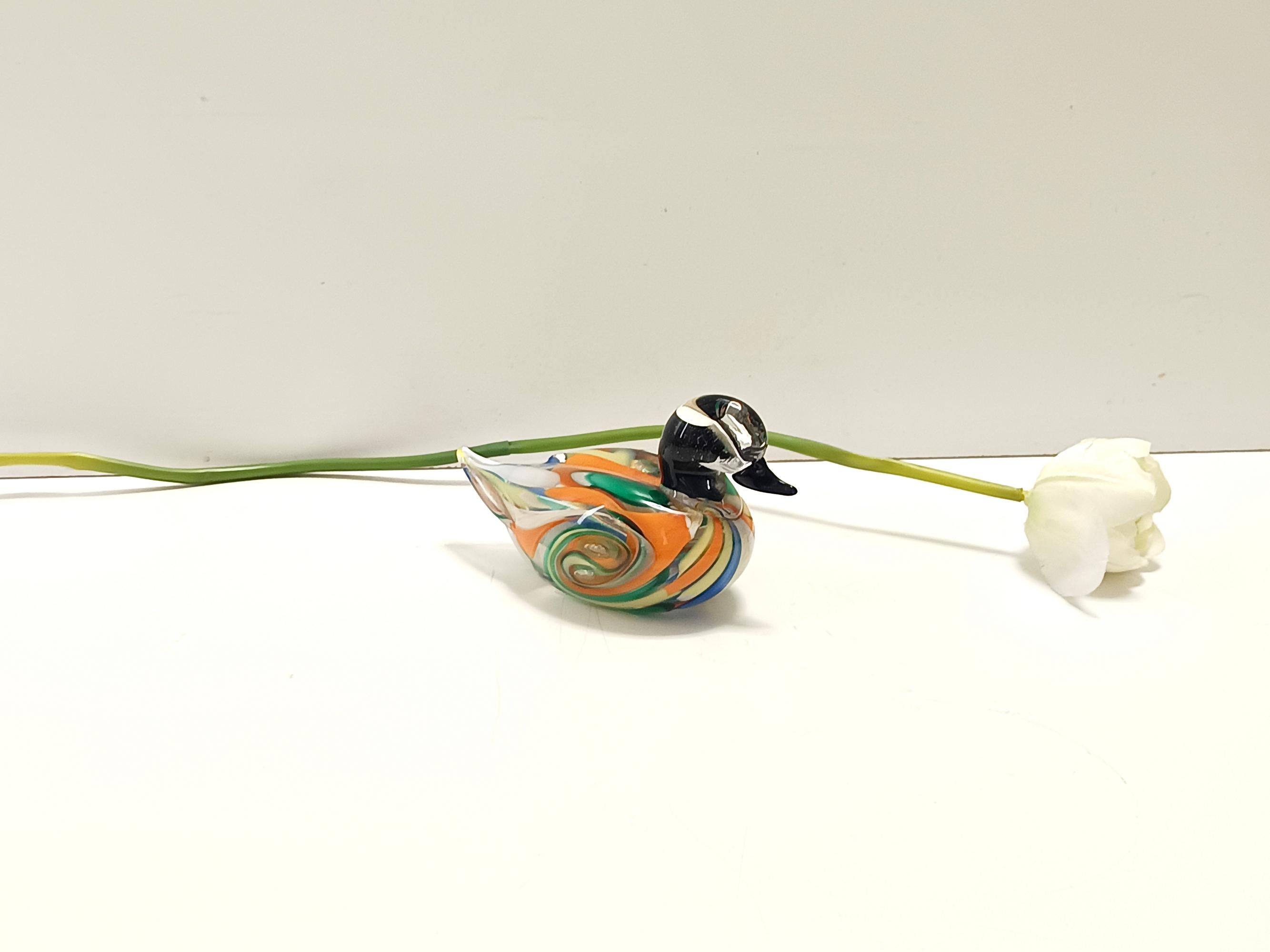 Made in Italy, 1980s.
This duck is made in polychrome Murano glass.
It is a vintage piece, therefore it might show slight traces of use, but it can be considered as in excellent original condition.

Measures: Width 17 cm
Depth 7 cm
Height 6