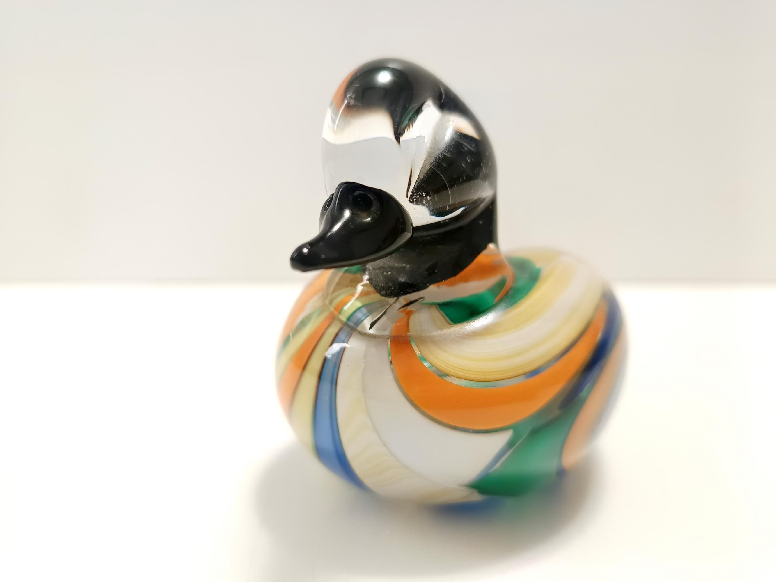 Italian Polychrome Murano Glass Duck, Italy 1980s