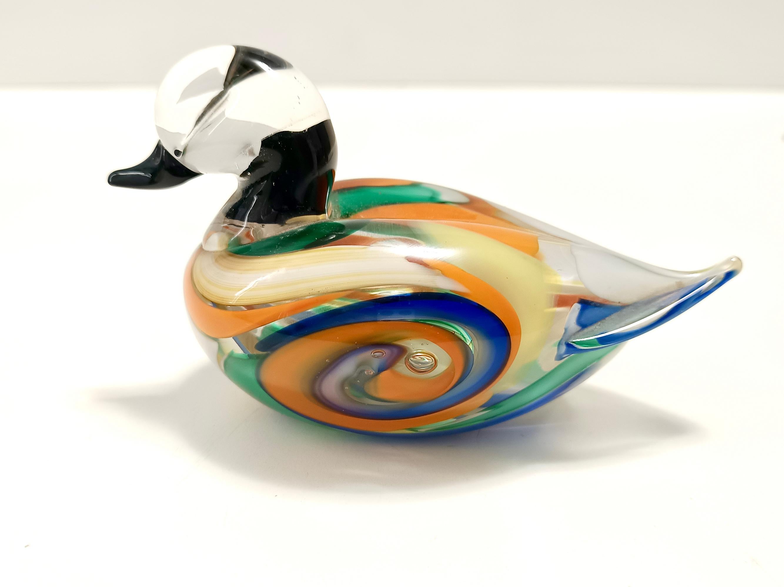 Polychrome Murano Glass Duck, Italy 1980s In Excellent Condition In Bresso, Lombardy