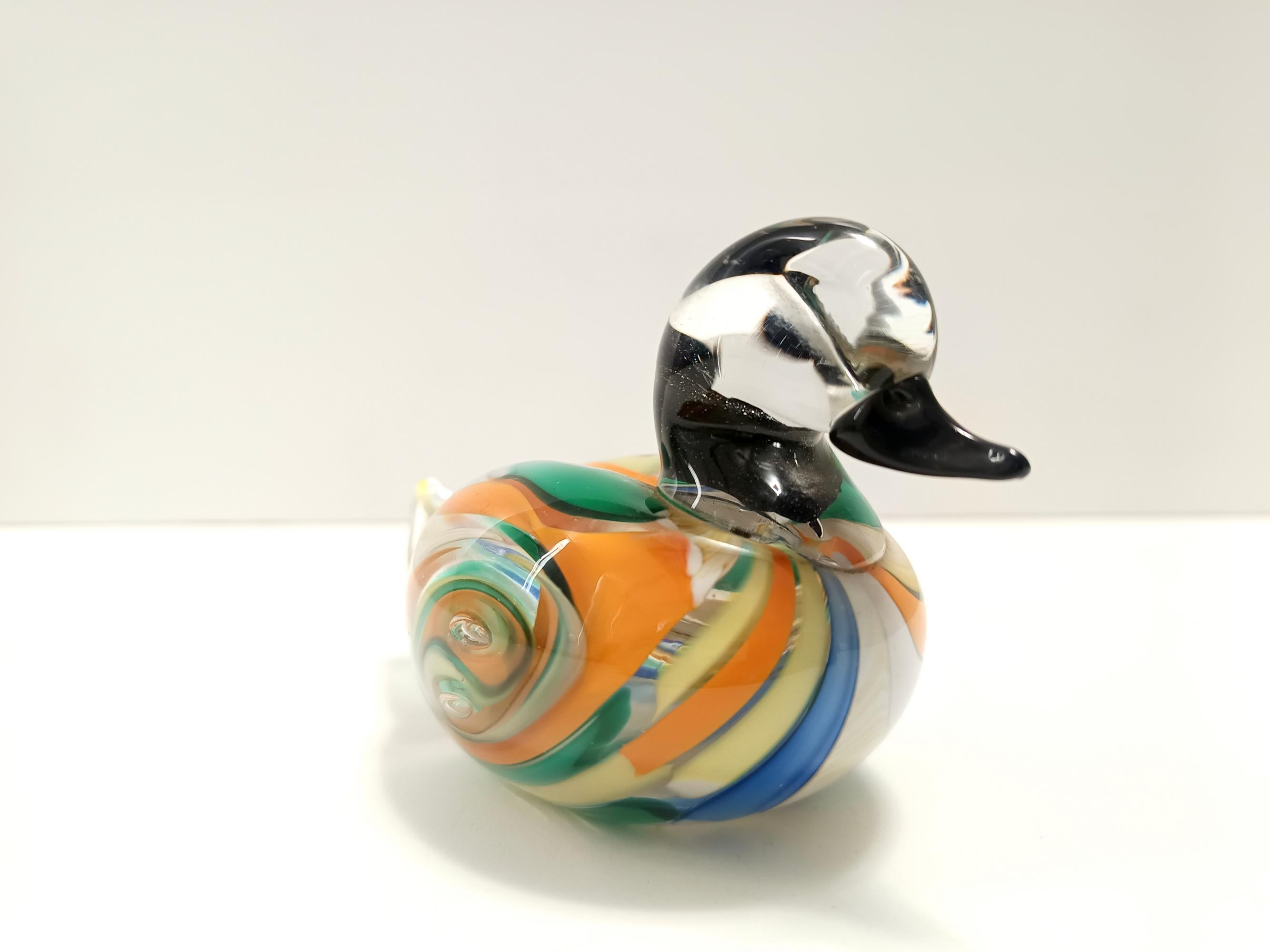 Late 20th Century Polychrome Murano Glass Duck, Italy 1980s