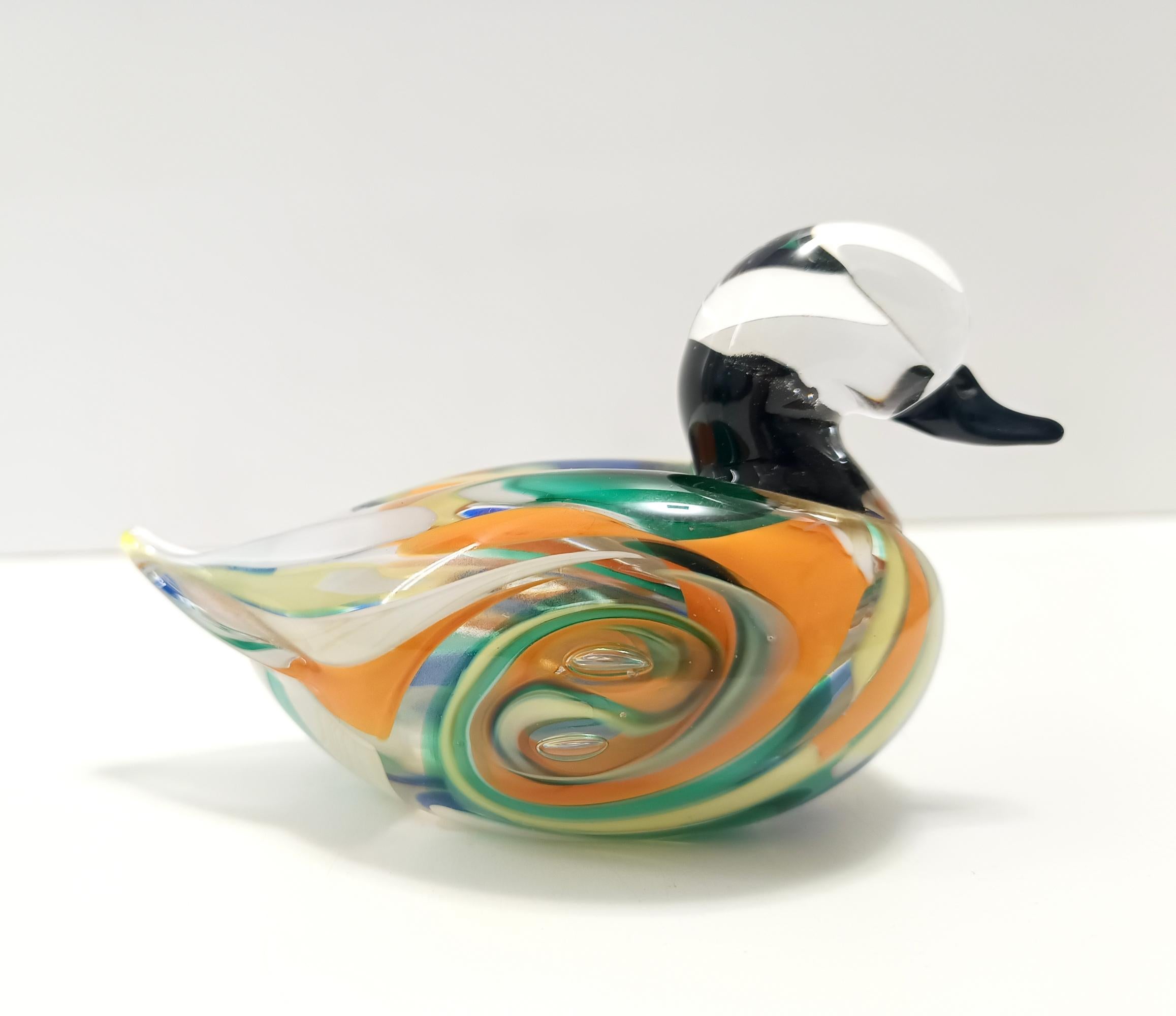 Polychrome Murano Glass Duck, Italy 1980s 1