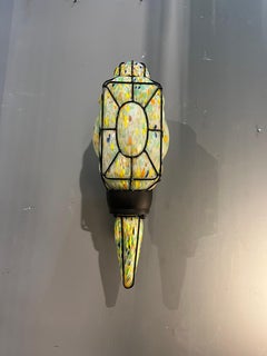 Polychrome Murano Glass Wall Lamp with Black Metal Frame, Italy, 1980s