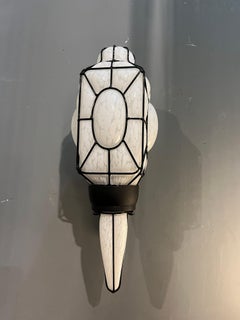 Polychrome Murano Glass Wall Lamp with Black Metal Frame, Italy, 1980s