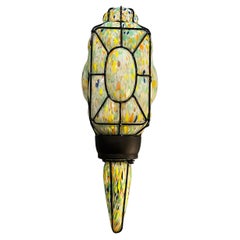 Polychrome Murano Glass Wall Lamp with Black Metal Frame, Italy, 1980s