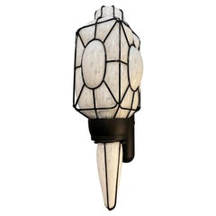 Polychrome Murano Glass Wall Lamp with Black Metal Frame, Italy, 1980s