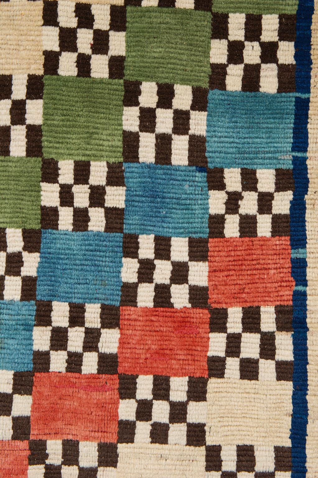 Central Asian Polychrome Little Oriental Carpet For Sale