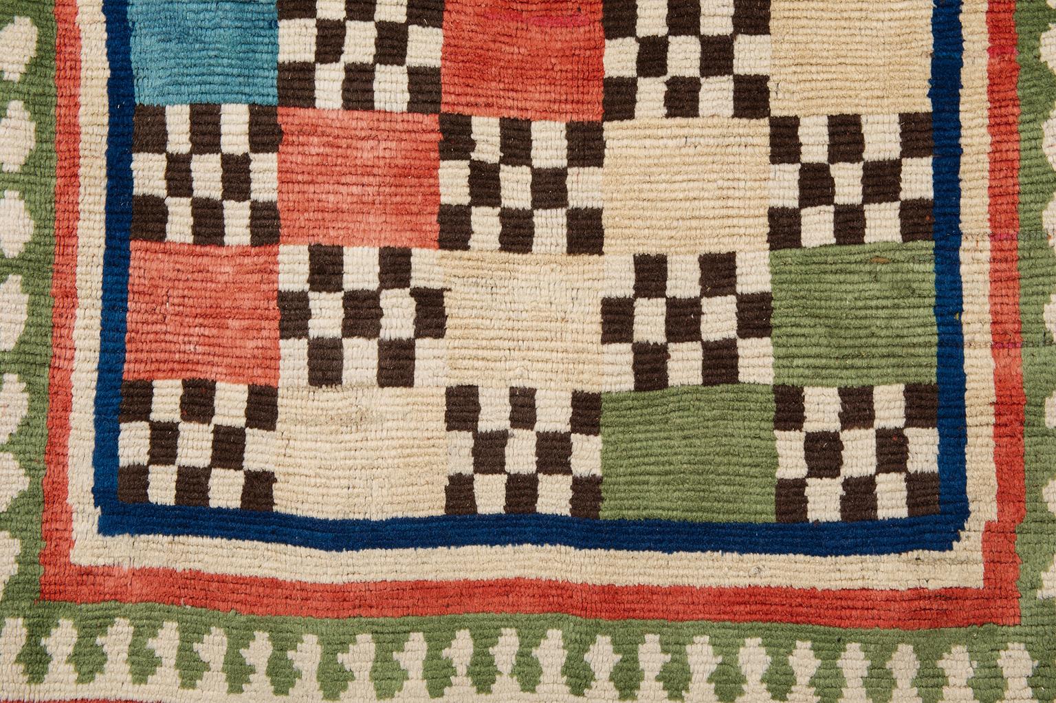 Hand-Knotted Polychrome Little Oriental Carpet For Sale