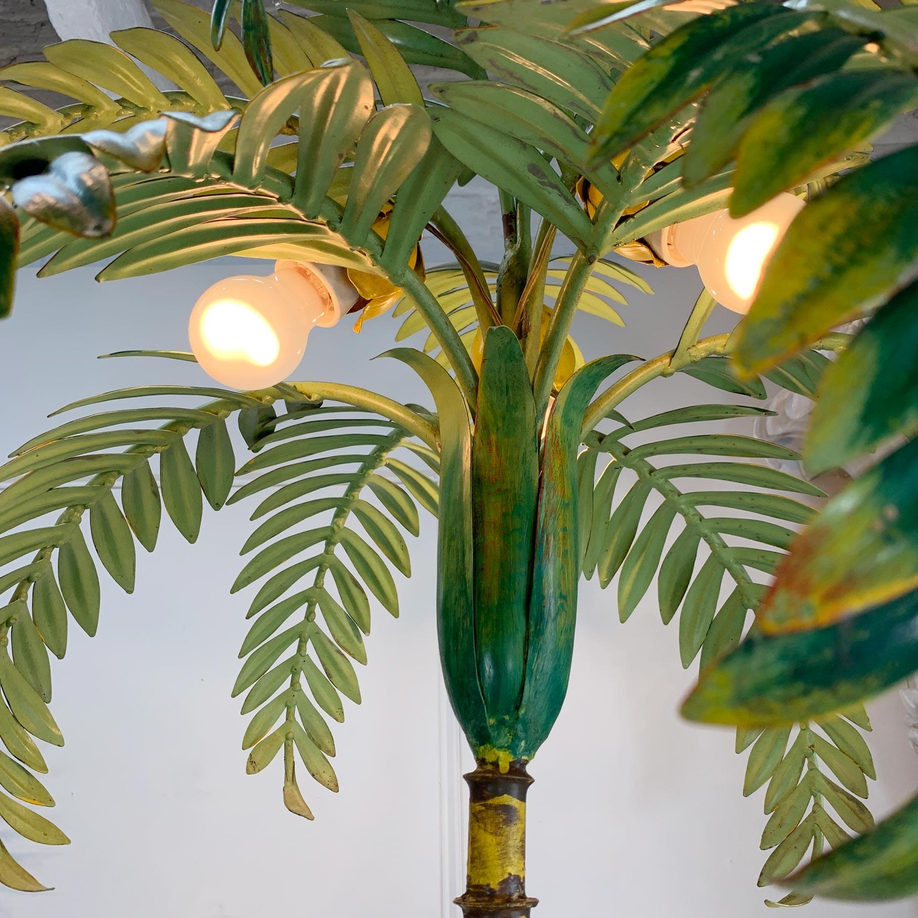 Polychrome Green Palm Tree Floor Lamp, France, 1940s For Sale 6