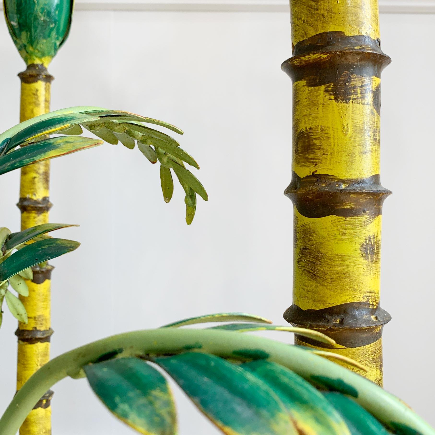 Polychrome Green Palm Tree Floor Lamp, France, 1940s In Good Condition For Sale In Hastings, GB