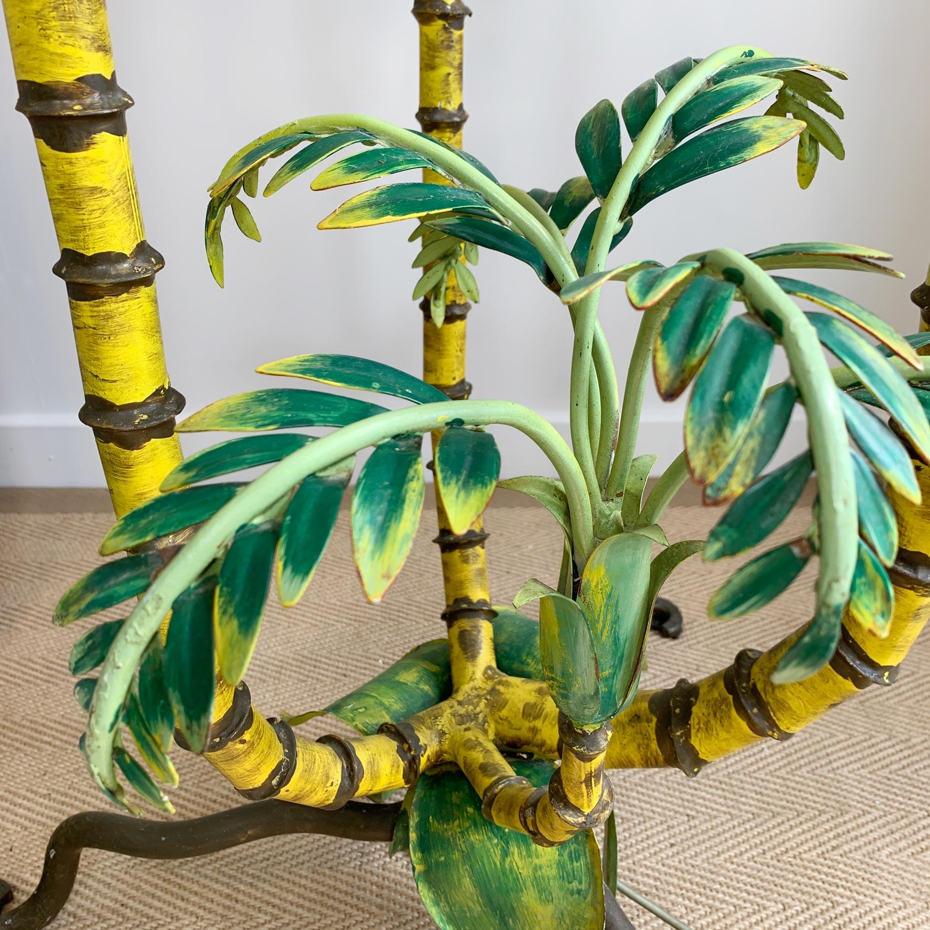 Polychrome Green Palm Tree Floor Lamp, France, 1940s For Sale 1