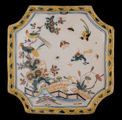 Polychrome plaque with oriental floral decoration Delft, 1740-1760