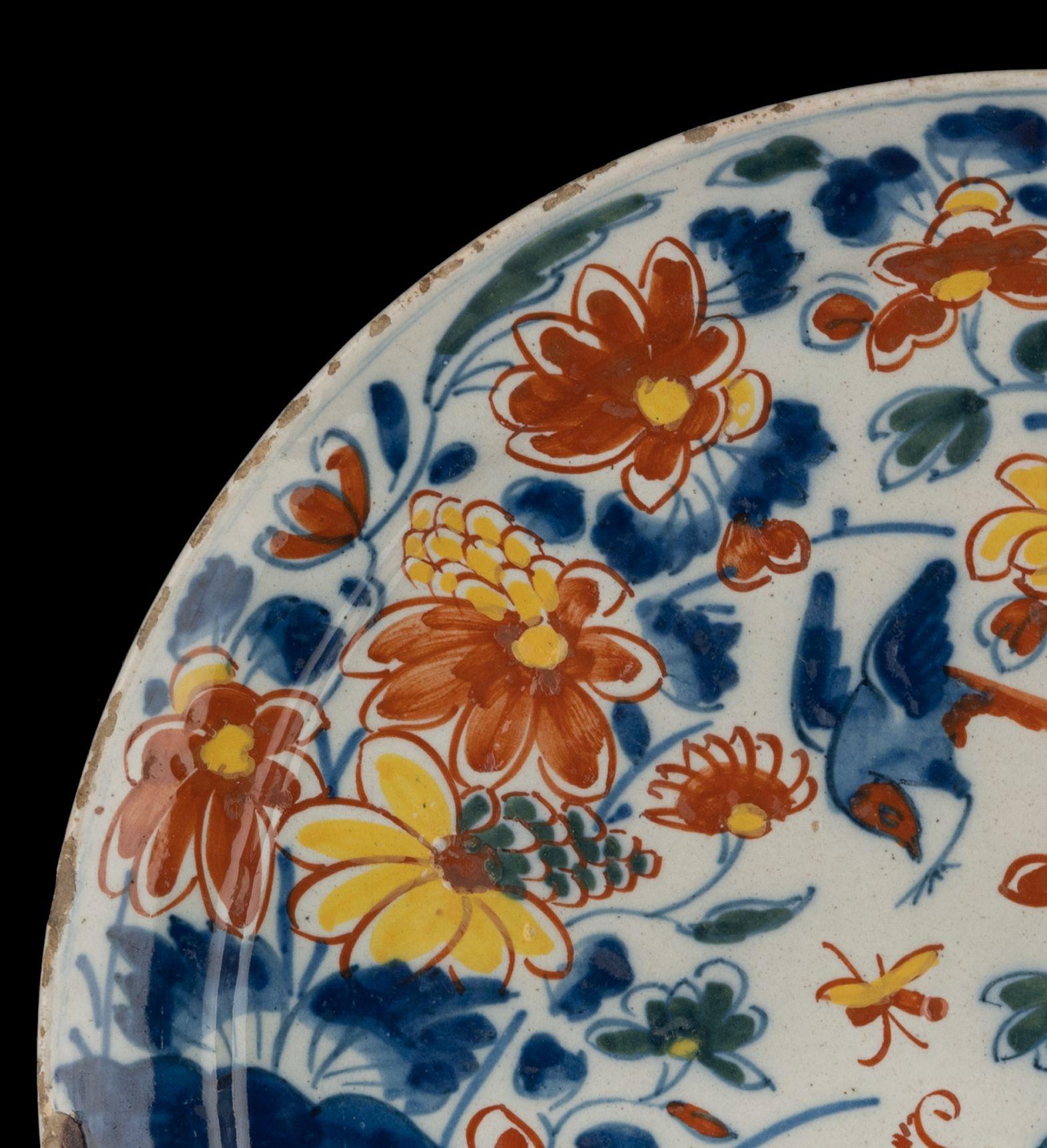 Dutch Polychrome Plate with Flowers Delft, 1713-1740 the Porcelain Claw Pottery
