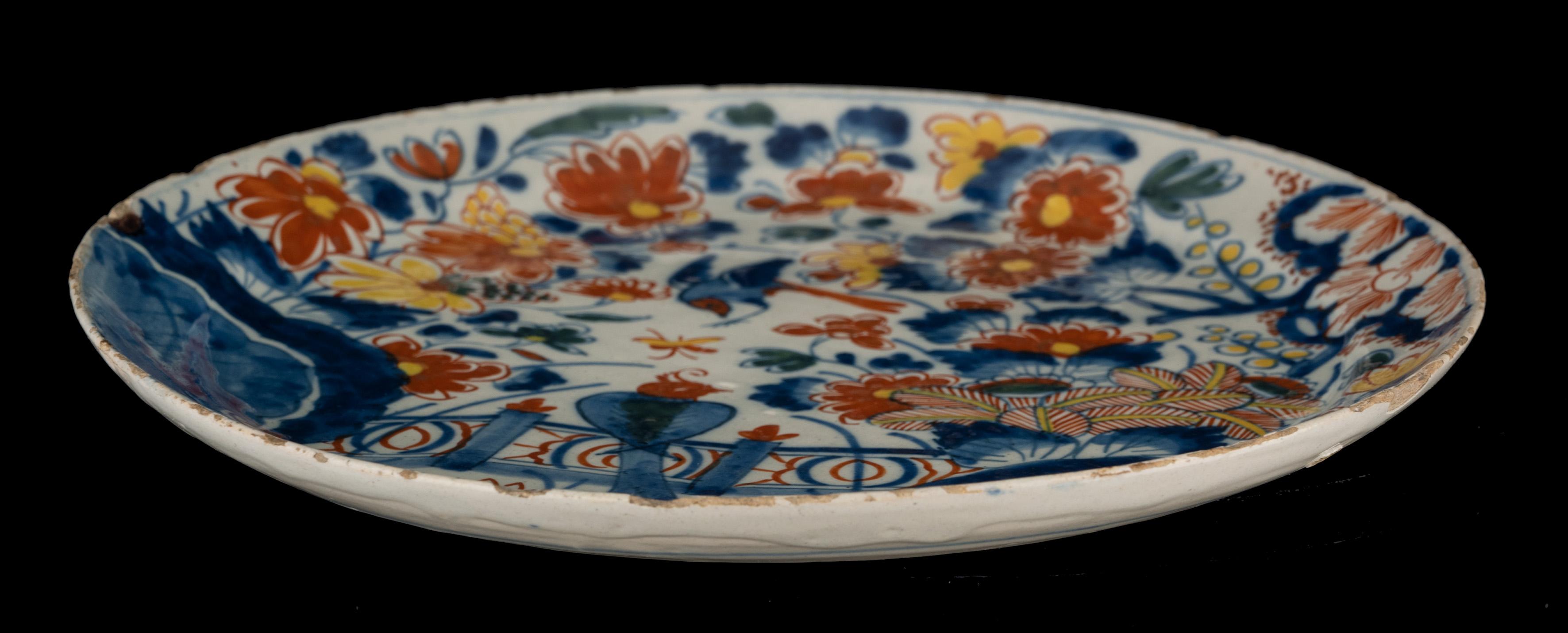 Glazed Polychrome Plate with Flowers Delft, 1713-1740 the Porcelain Claw Pottery