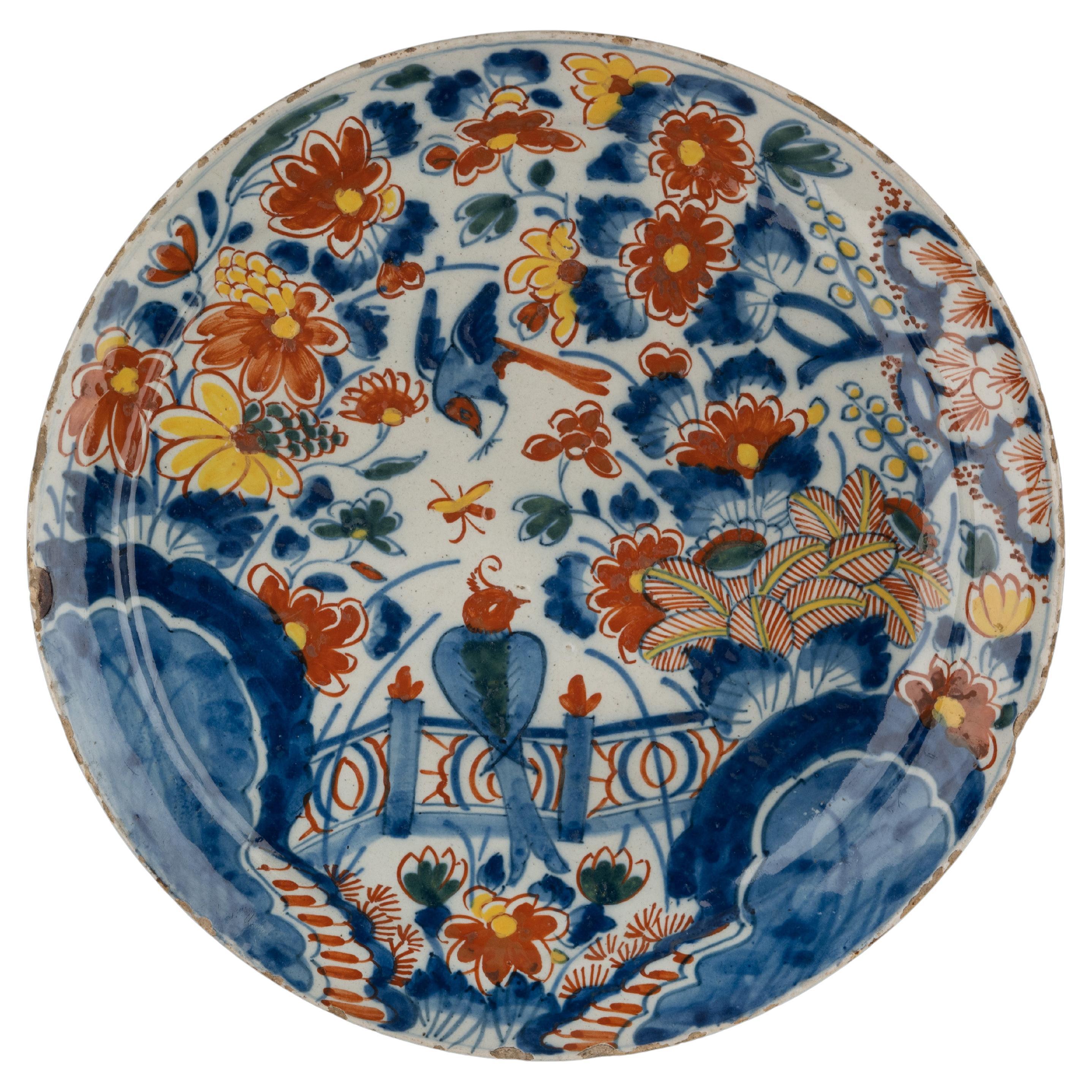 Polychrome Plate with Flowers Delft, 1713-1740 the Porcelain Claw Pottery