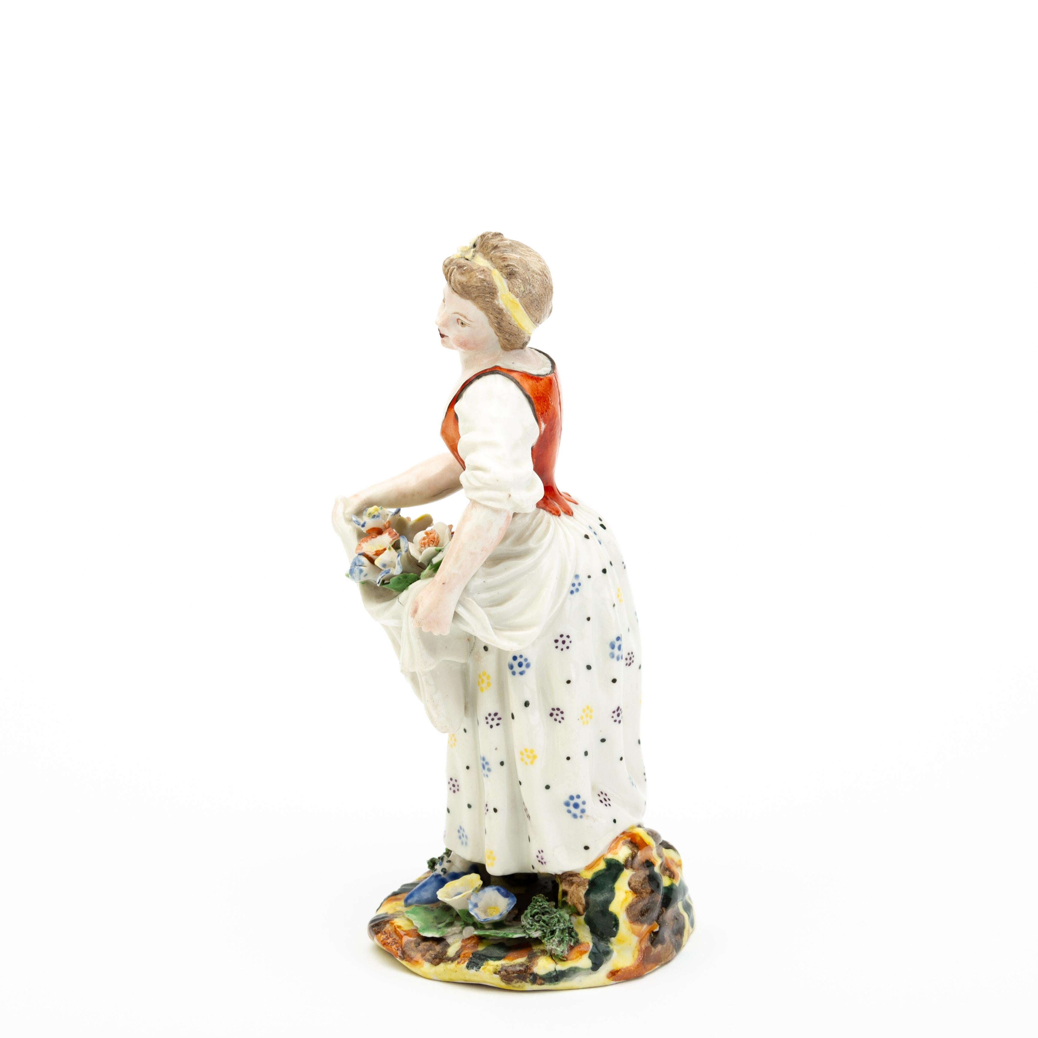 Polychrome Porcelain Figure of a Lady Collecting Flowers 19th Century 1