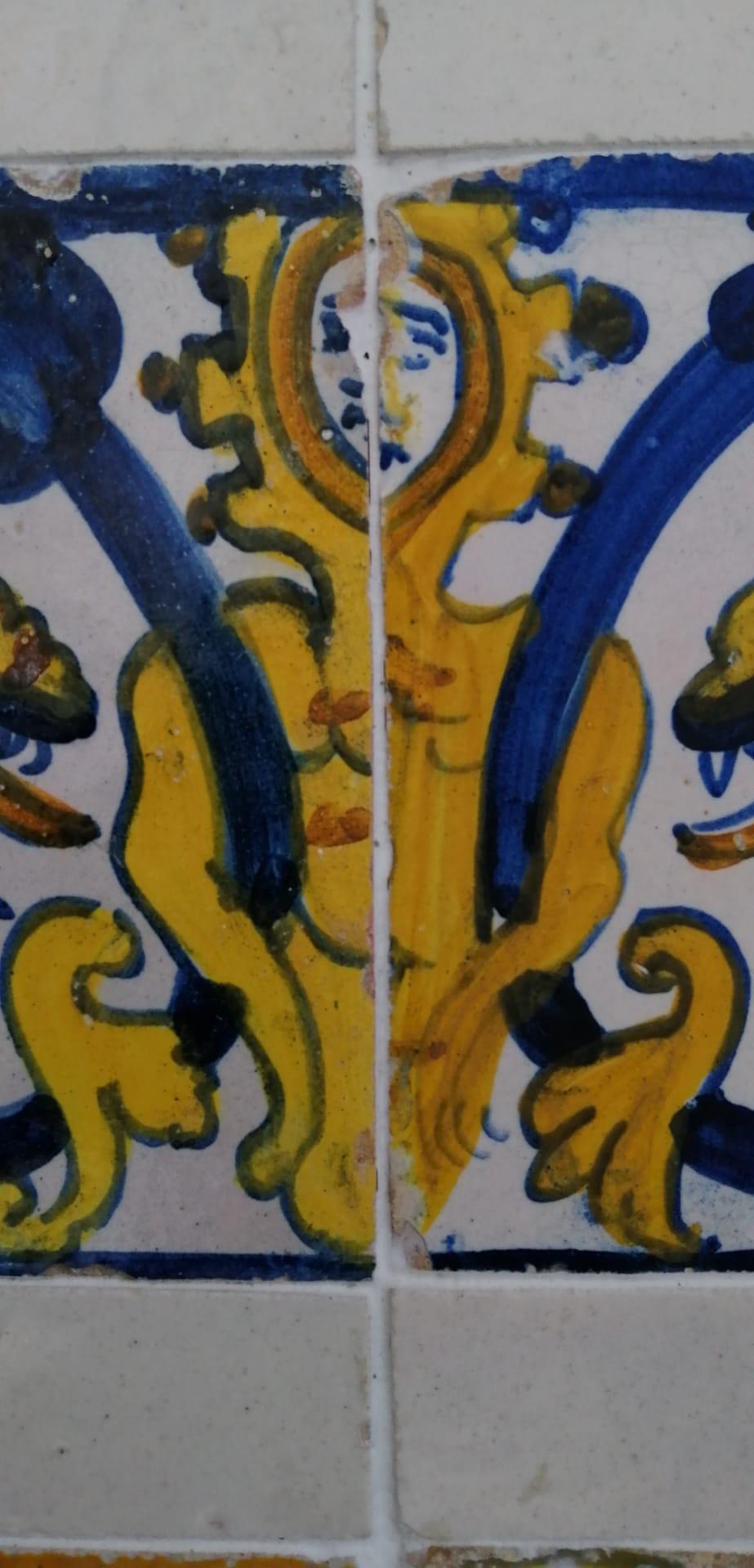 Polychrome Portuguese 17th Century Tile Composition For Sale 1