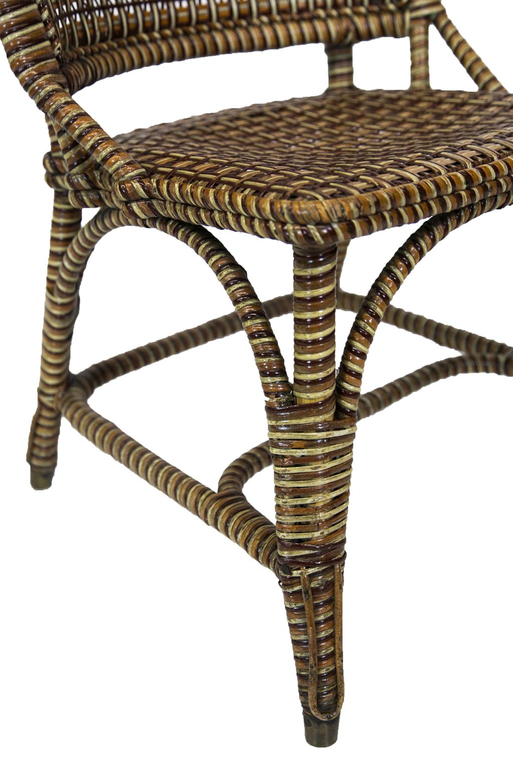 Early 20th Century Polychrome Rattan Side Chair