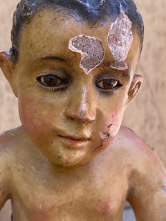 Polychrome Santo Niño Figure With Glass Eyes