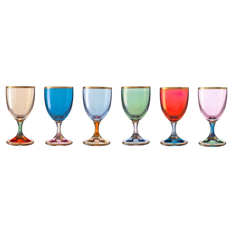 Polychrome Set of 6 Liquor Glasses For Sale at 1stDibs