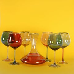 Polychrome Set of 6 Wine Tasting Glasses