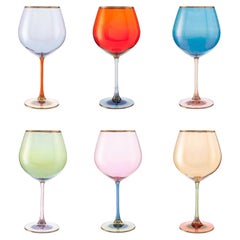Polychrome Set of 6 Wine Tasting Glasses