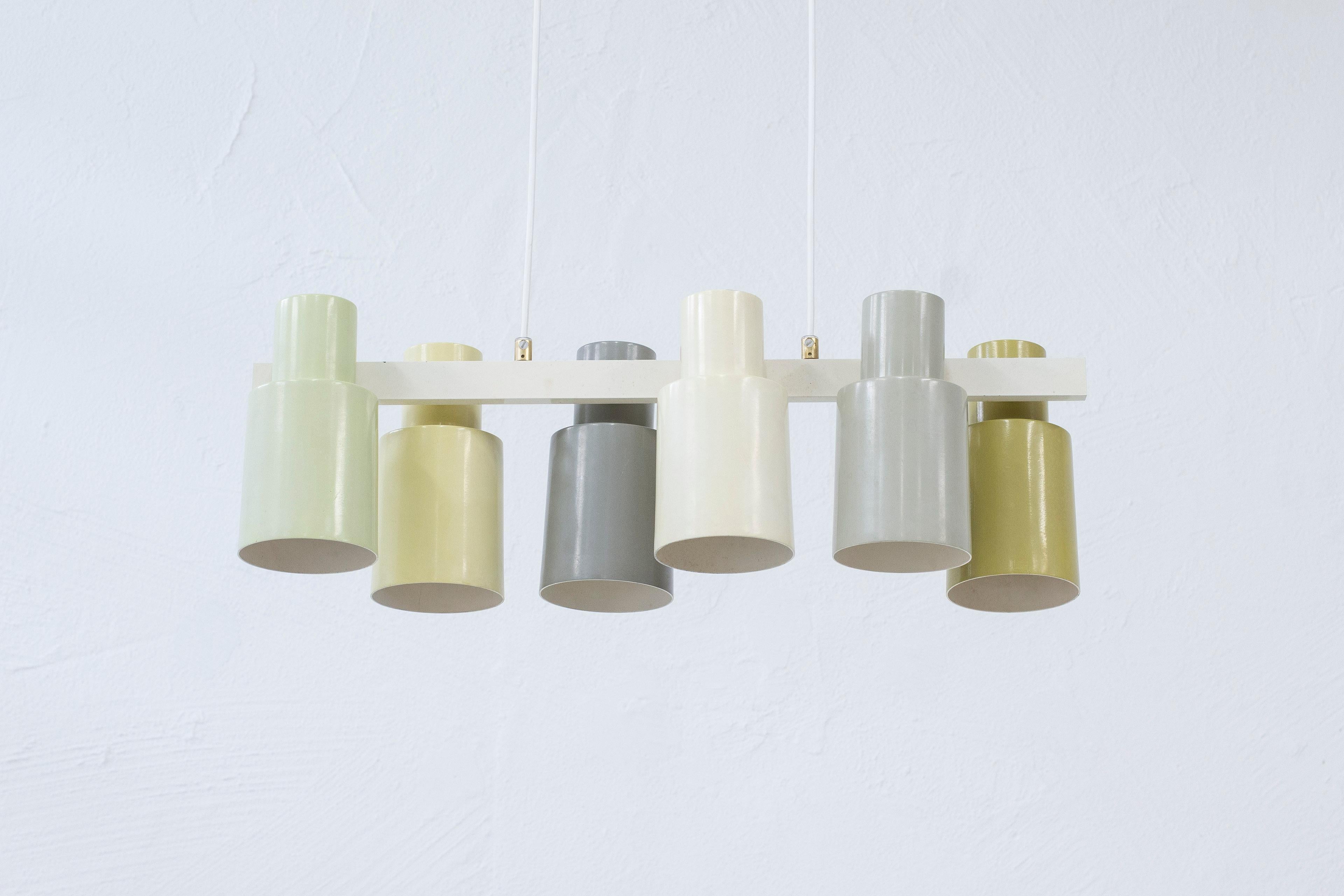 Polychrome Six Lamp Pendant Model 172 by Hans Bergström, Sweden In Good Condition For Sale In Hägersten, SE
