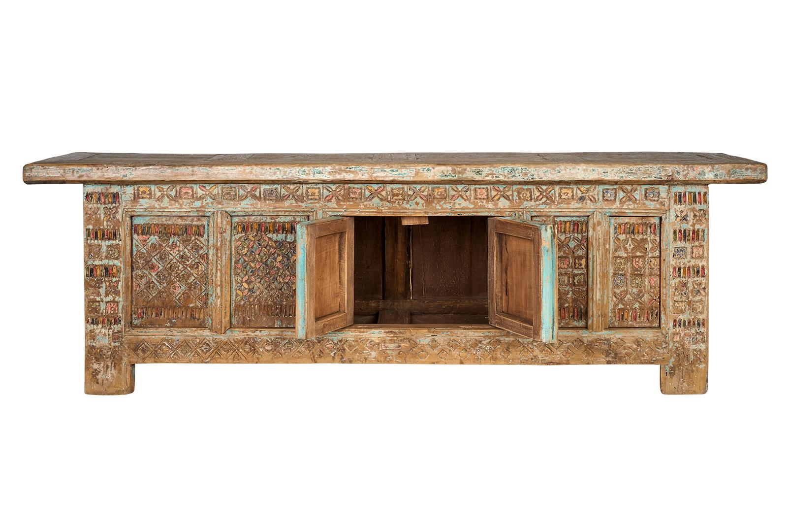 Organic Modern Polychrome South Asian Low Cabinet