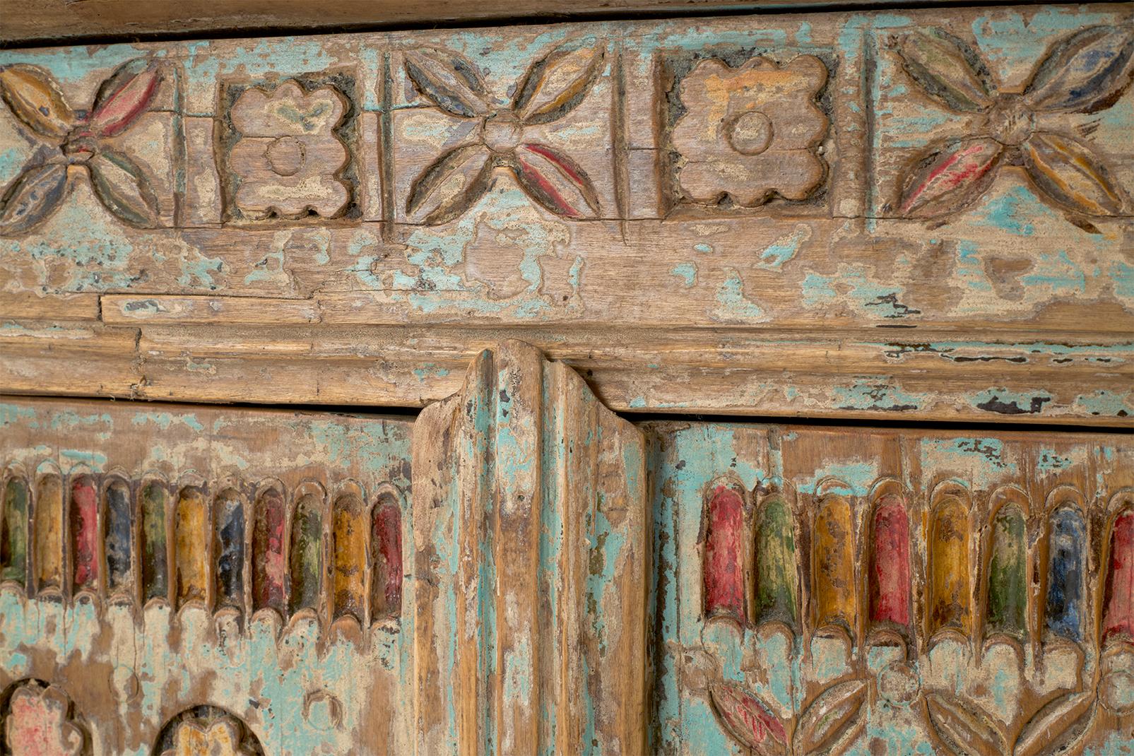 20th Century Polychrome South Asian Low Cabinet