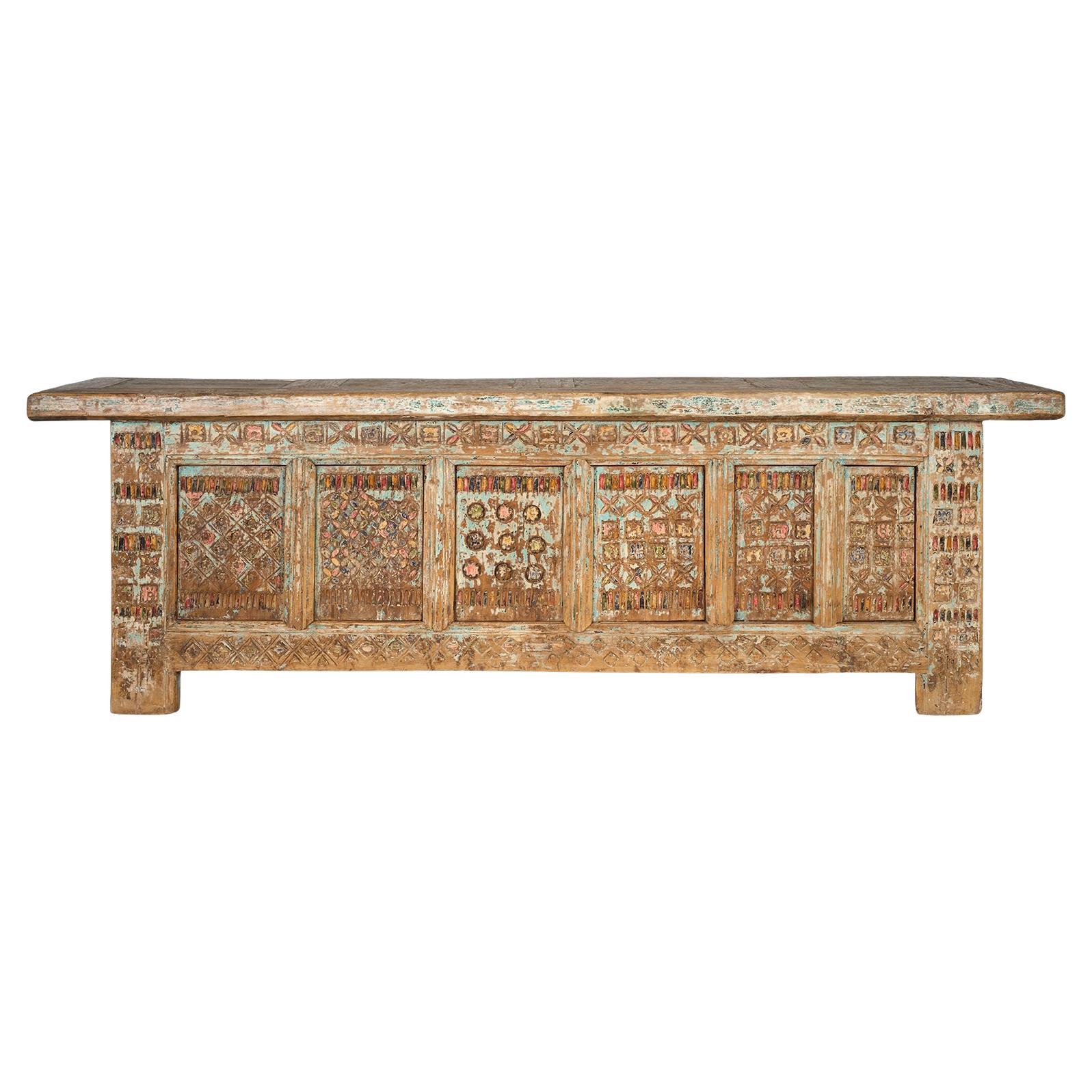 Polychrome South Asian Low Cabinet