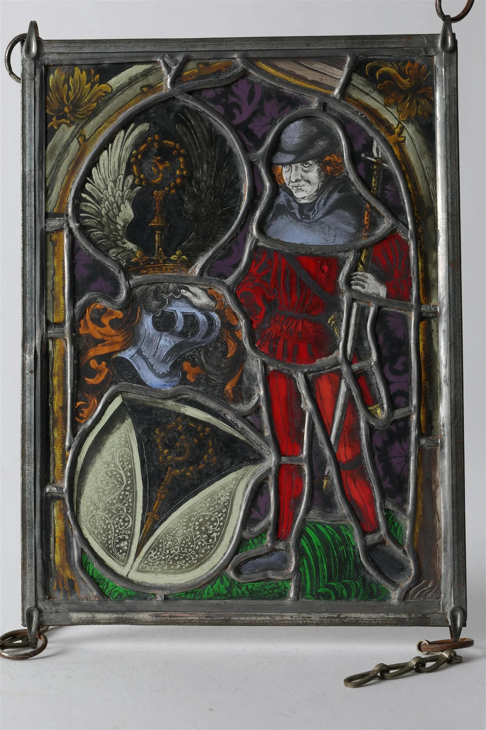 Polychrome Stained Glass Panel in the Gothic Style 1