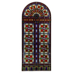 Antique Polychrome Stained Glass Window, France, Circa 1900
