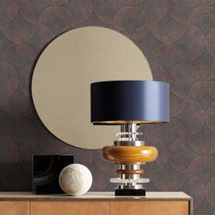 Lampe de table polychrome du designer Sigma L2, laiton et majolique, moderne